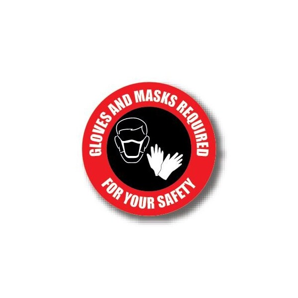 Ergomat 16in CIRCLE SIGNS Gloves And Mask Required For Your Safety DSV-SIGN 256 #0734 -UEN - main